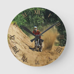 Motocross Dirt-Bike Champion Race Runde Wanduhr