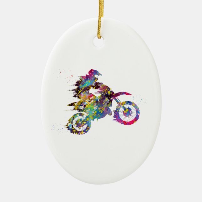 Motocross Dirt Bike Keramik Ornament (Vorne)