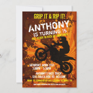 Motocross Dirt Bike Race Boys Geburtstagsparty Inv Einladung