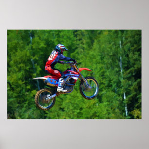 Motocross Dirt-Bike Racer Erreichbarkeit Luft Poster