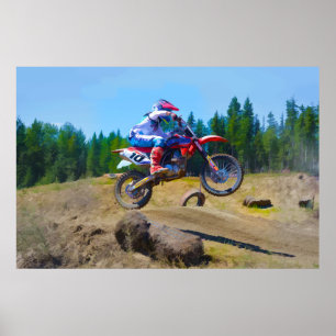 Motocross Dirt-Bike Racer One Wheel Poster