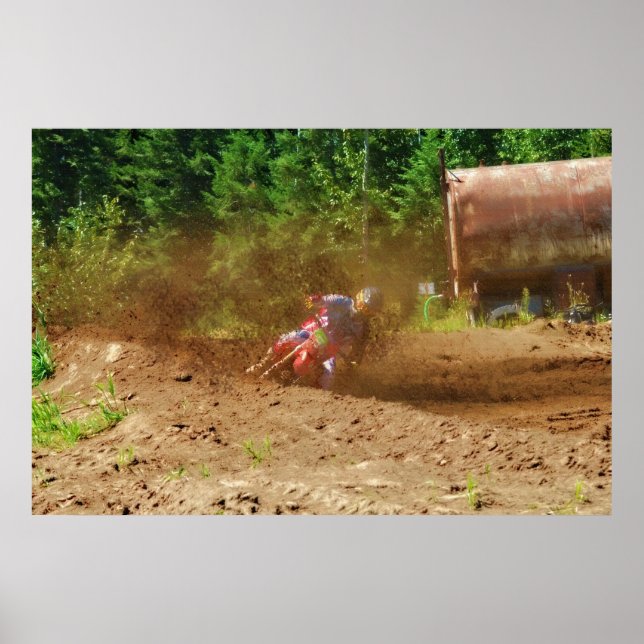 Motocross Dirt-Bike Racer Spray Dirt Poster (Vorne)