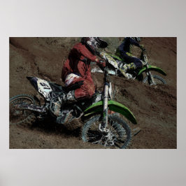Motocross Dirt-Bike Racer Spray Dirt Poster