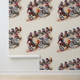 Motocross-Dirt-Bike-Rennfahrer nahtloses Muster Tapete