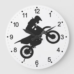 Motocross driver - Choose background color Große Wanduhr