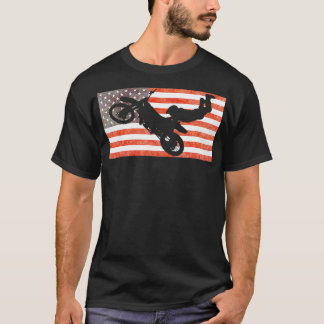 Motocross Enduro Dirt Bike Rider Amerikanische Fla T-Shirt
