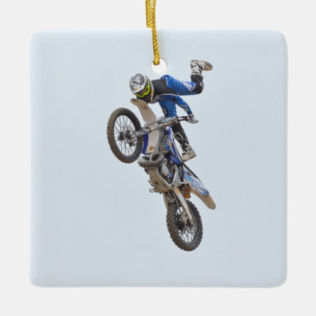 Motocross-Extrem-Tricks Keramikornament (Vorderseite)