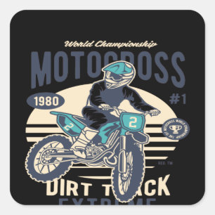 Motocross Extreme Dirt Track Quadratischer Aufkleber