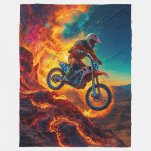 Motocross-Fahrer entkommt Feuer Fleecedecke