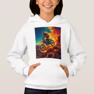 Motocross-Fahrer entkommt Feuer Hoodie