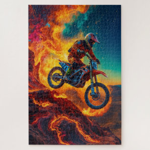Motocross-Fahrer entkommt Feuer Puzzle