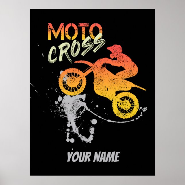 Motocross-Fahrer für Motorrad und Motorrad Retro-S Poster (Vorne)