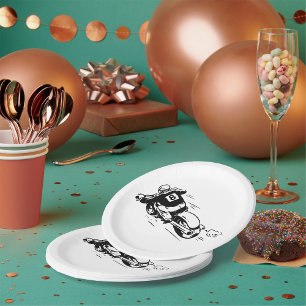 Motocross-Fahrer Nummer 8 Retro-Dirtbike Pappteller