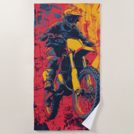 Motocross-Fahrer Pop-Art Urban Action Strandtuch