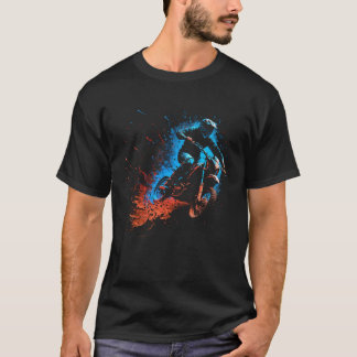 Motocross Flammen Offroad Motorrad Motorrad Fahrra T-Shirt