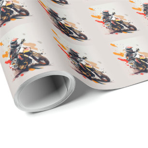 Motocross Fun Cartoon Wrapping Paper Geschenkpapier