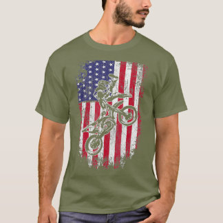 Motocross Funny Dirt Bike Rider USA Flag Patriot T-Shirt