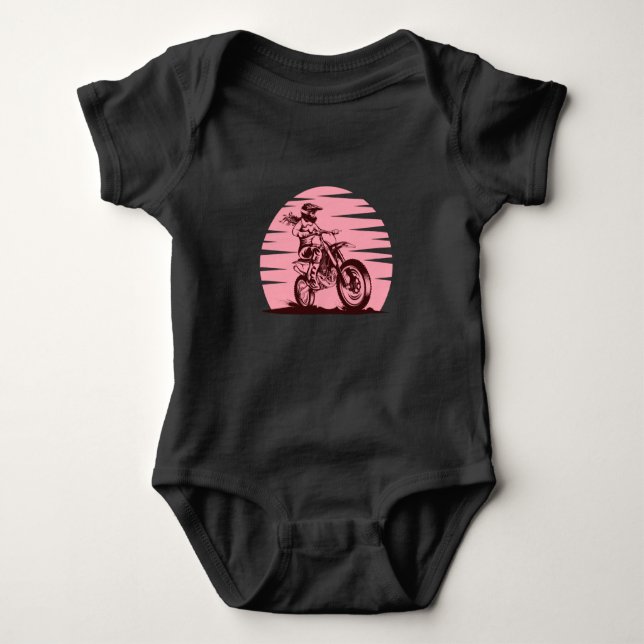Motocross Girl Retro Vintag rosa Baby Strampler (Vorderseite)