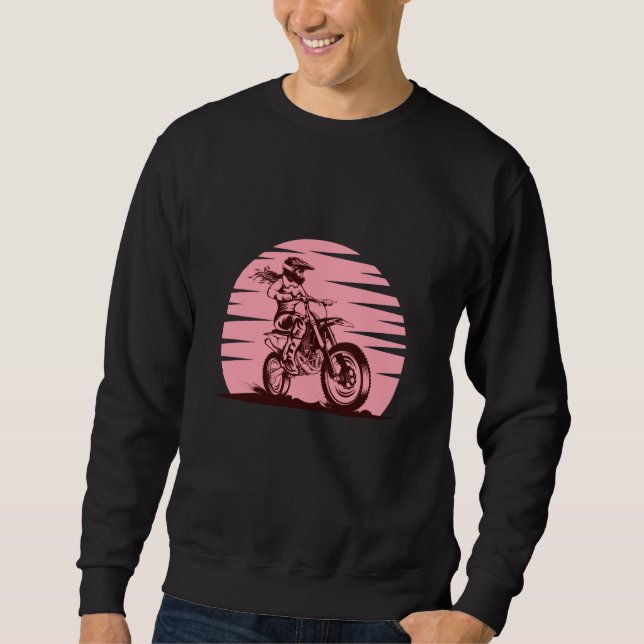 Motocross Girl Retro Vintag rosa Sweatshirt (Vorderseite)