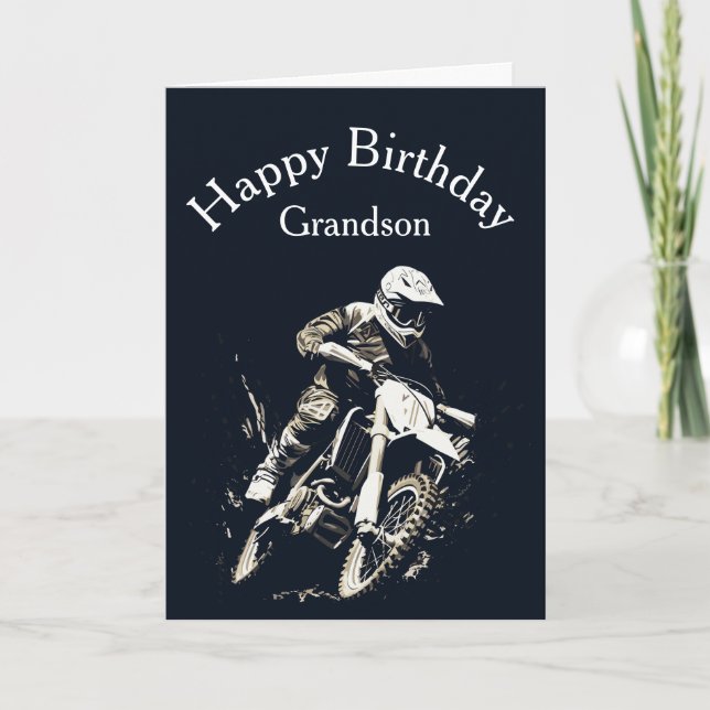 Motocross Grandson Birthday Sport Motorrad Rennen Karte (Vorderseite)