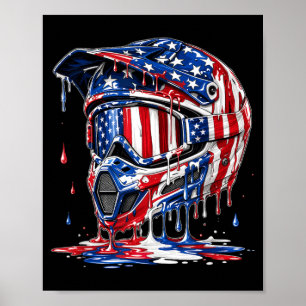 Motocross-Helm Amerikanische Flagge Drip Jungen Ki Poster