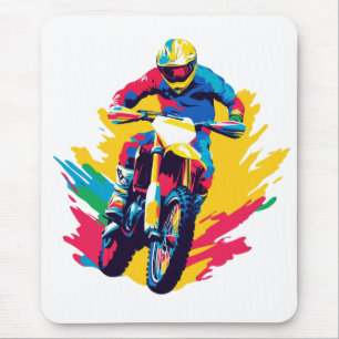 Motocross-Illustration Aquarell-Kunstmalerei Mousepad