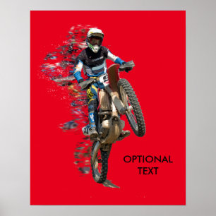 Motocross in der Wüste mit fliegenden Stücken Poster