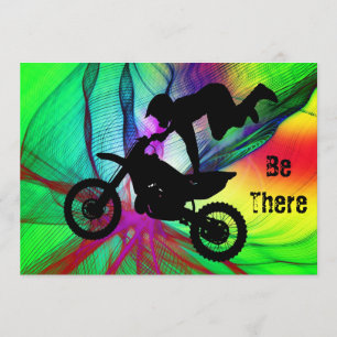Motocross in einem Psychedelic Spider Web Einladung
