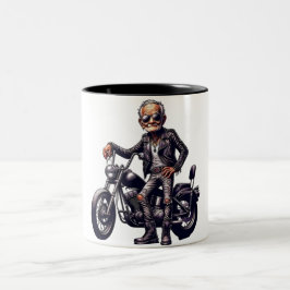 Motocross Jump Illustration Off-road Zweifarbige Tasse