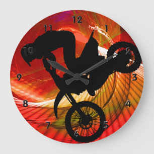 Motocross Light Streaks in a Wind Tunnel Große Wanduhr