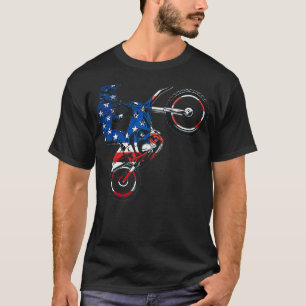 Motocross Lover Vintag American Flag Dirt Bike T-Shirt