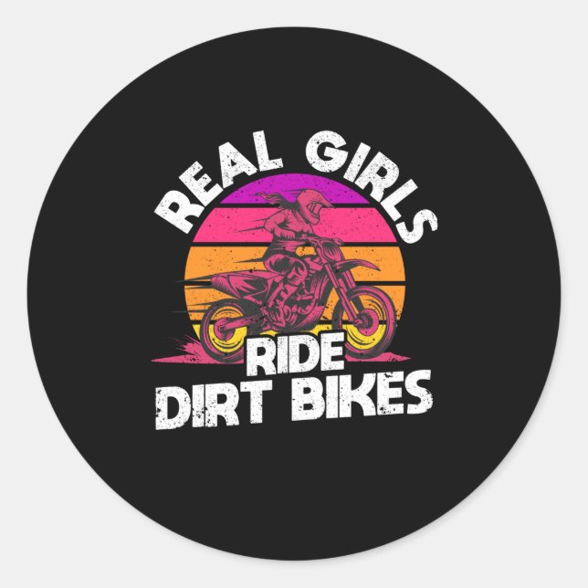 Motocross Lovers Racing Bikers Real Girls Ride Runder Aufkleber (Vorderseite)