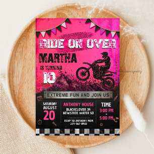 Motocross Mädchen Geburtstag - Hartes Grunge Dirt Einladung