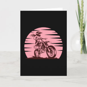 Motocross Mädchen Retro Vintage Rosa Karte