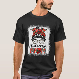 Motocross Mama Game Day Messy Bun Leopard Mutter T-Shirt