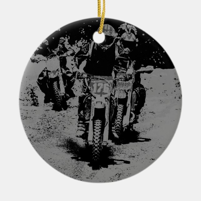 Motocross-Meister "Geboren zu Race" Racer Keramikornament (Vorne)