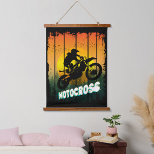 Motocross-Natur-Motorradfahren-Sport-Reiter Wandteppich Mit Holzrahmen