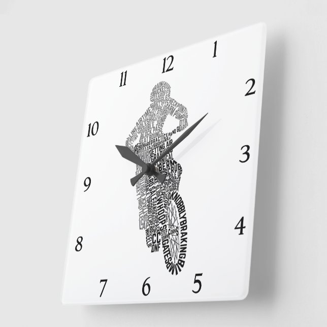 Motocross Off Road Motorrad Quadratische Wanduhr (Winkel)