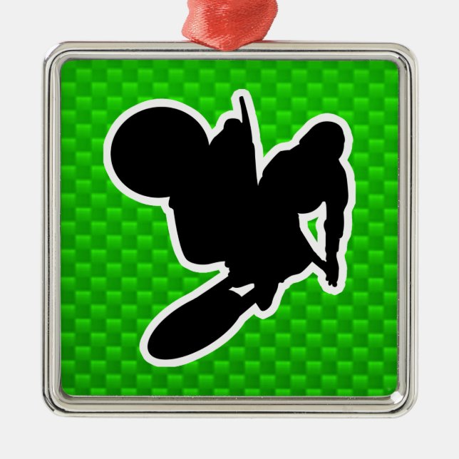 Motocross-Peitsche Silbernes Ornament (Vorne)