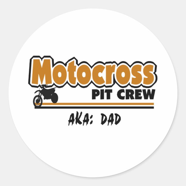 Motocross-Pit-Crew Runder Aufkleber (Vorderseite)