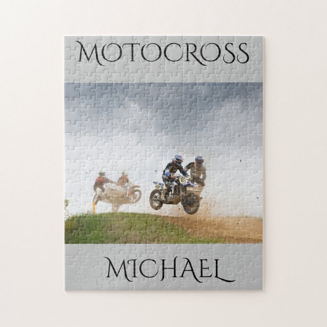 Motocross-Puzzle mit personalisiertem Namen. Puzzle (Vertikal)