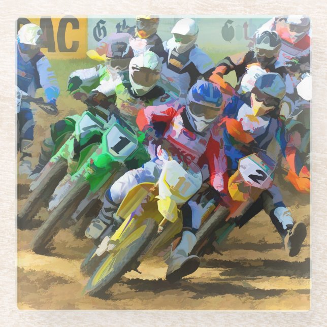 Motocross Race Graphic Art Glasuntersetzer (Vorderseite)
