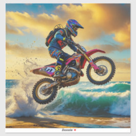 Motocross Racer bei Beach Race II Aufkleber