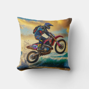 Motocross Racer bei Beach Race II Kissen