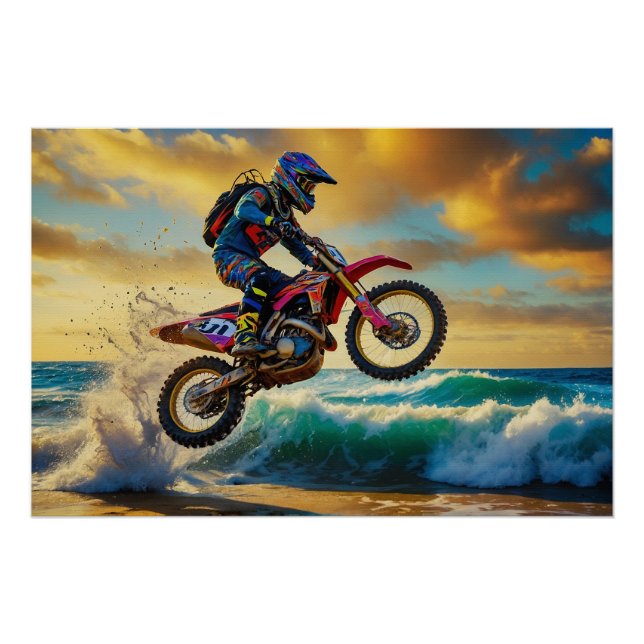 Motocross Racer bei Beach Race II Poster (Vorderseite)