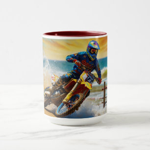 Motocross-Racer beim Beach Race Tasse