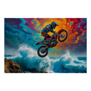 Motocross Racer Coastal Event Poster