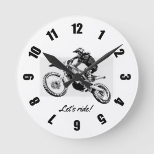 Motocross Racer Design Runde Wanduhr