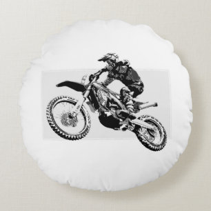 Motocross Racer Design Rundes Kissen