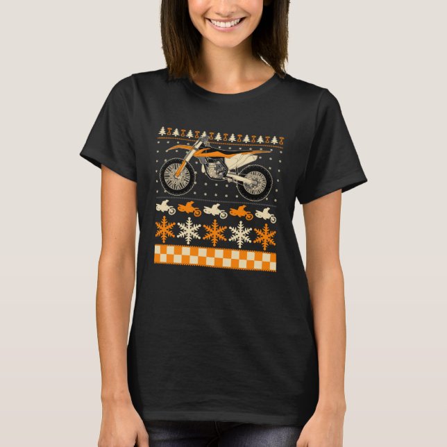 Motocross Racer Dirt Bike Rider Style Ugly Sweater T-Shirt (Vorderseite)